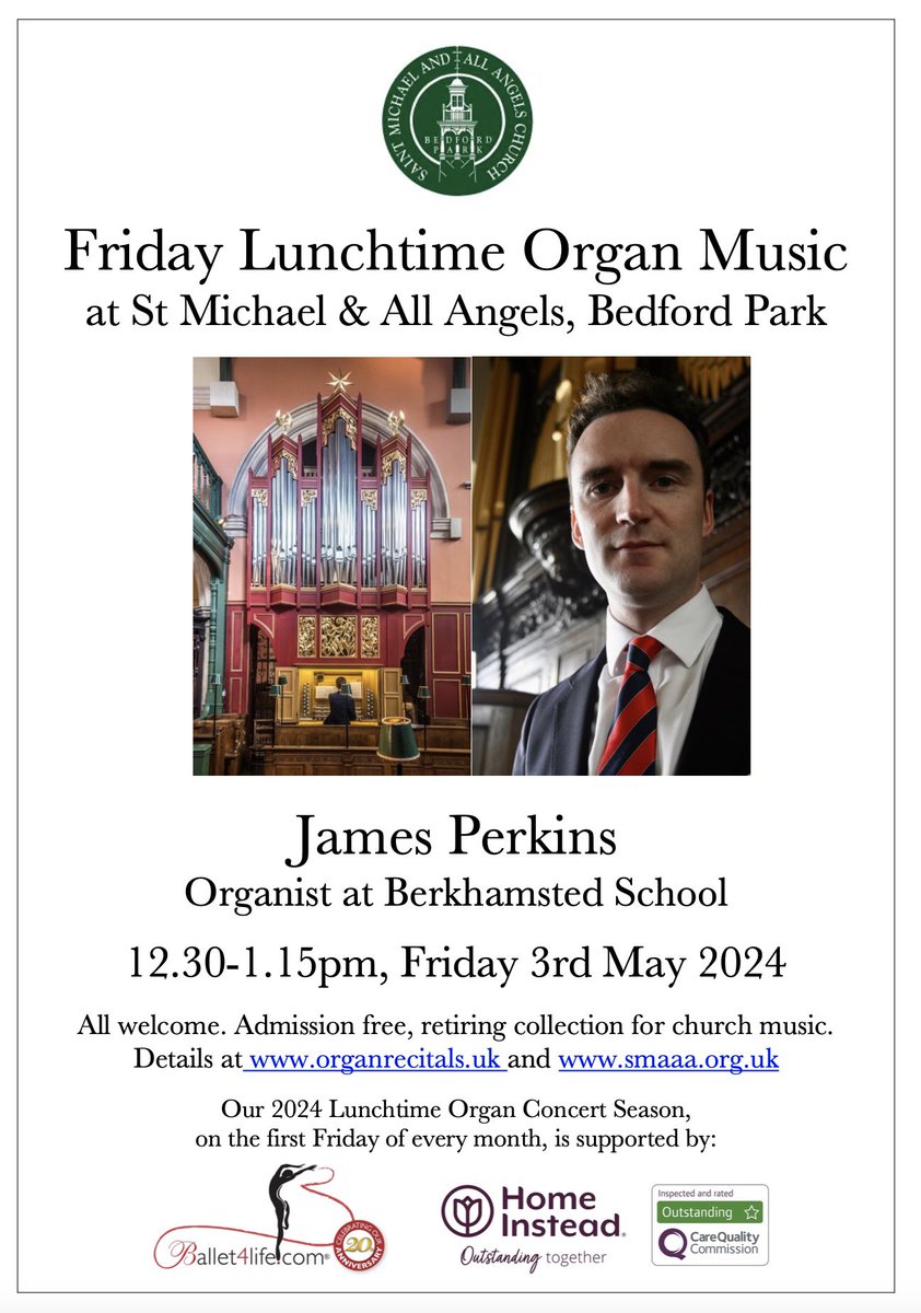 Don’t miss our next #FirstFriday lunchtime #organ recital at 12.30 on Friday May 3rd with James Perkins of @berkhamstedsch. Thanks to sponsors @ballet4lifeuk @HomeInsteadWLDN + you can still watch this Rutter Organ Duet played @StMichaelsW4 youtu.be/9lLuMiqGjQQ?si… via @YouTube