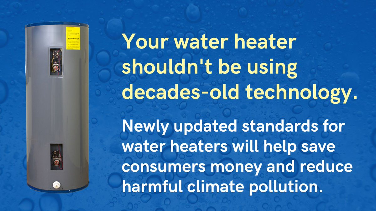 .@ENERGY has adopted new efficiency standards for #WaterHeaters that will significantly reduce harmful carbon pollution and other air pollutants while also reducing consumers’ energy costs. Learn more here! 👇 #RaiseTheStandards #SolutionsForPollution appliance-standards.org/document/water…