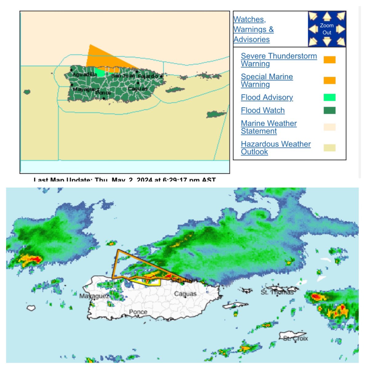 adamonzon's tweet image. AVISO DE TRONADA SEVERA hasta 6:45 pm #VegaBaja #Barceloneta #VegaAlta #Arecibo #Manati