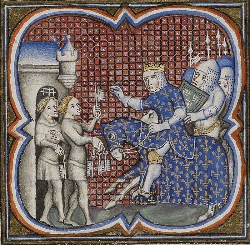 Louis VIII, Roi de France,au Siège d'Avignon en 1226.

Miniature extraite des Grandes Chroniques de France.