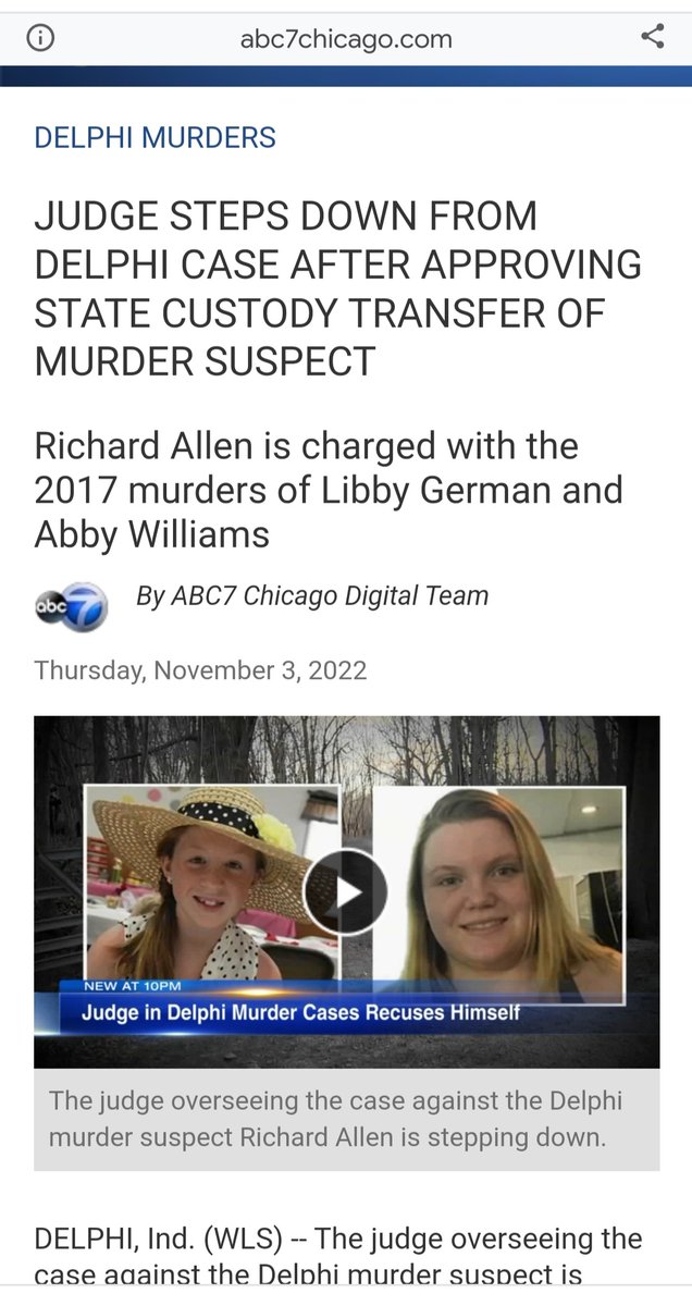 This is from an article from 2022 when Diener stepped down after allowing Richard Allen to be taken in to DOC custody without legal representation and without a hearing. 

#truecrime #truecrimecommunity #truecrimepodcast #crime #murder #podcast #truecrimeaddict #serialkiller…