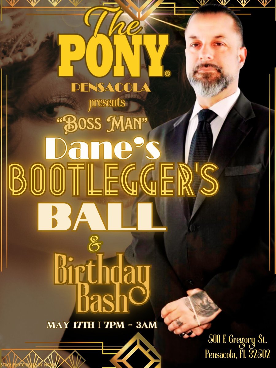 Join us as we wish our boss the happiest birthday in style! 
Bring your best pinstripes out and join us for a super swingin' #BootleggersBall on May 17! 
.
.
.
#1920sStyle #BossBirthday #BootleggersBall #pinstripe #flappers #zootsuit #ThePonyPensacola #PensacolaNightlife #Them...