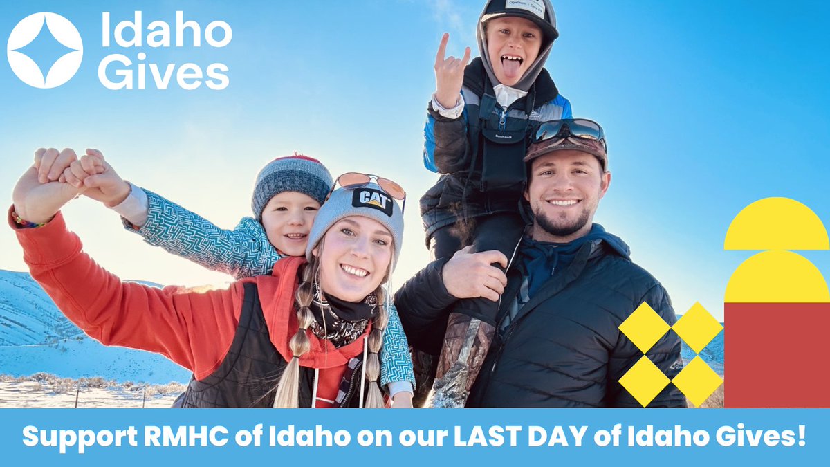 Today is the LAST DAY of #IdahoGives! Please support our mission by donating - tinyurl.com/2shkyax2. Your help not only gives families refuge close to the hospital, but provides them the chance to experience normal family moments when things are anything but normal!