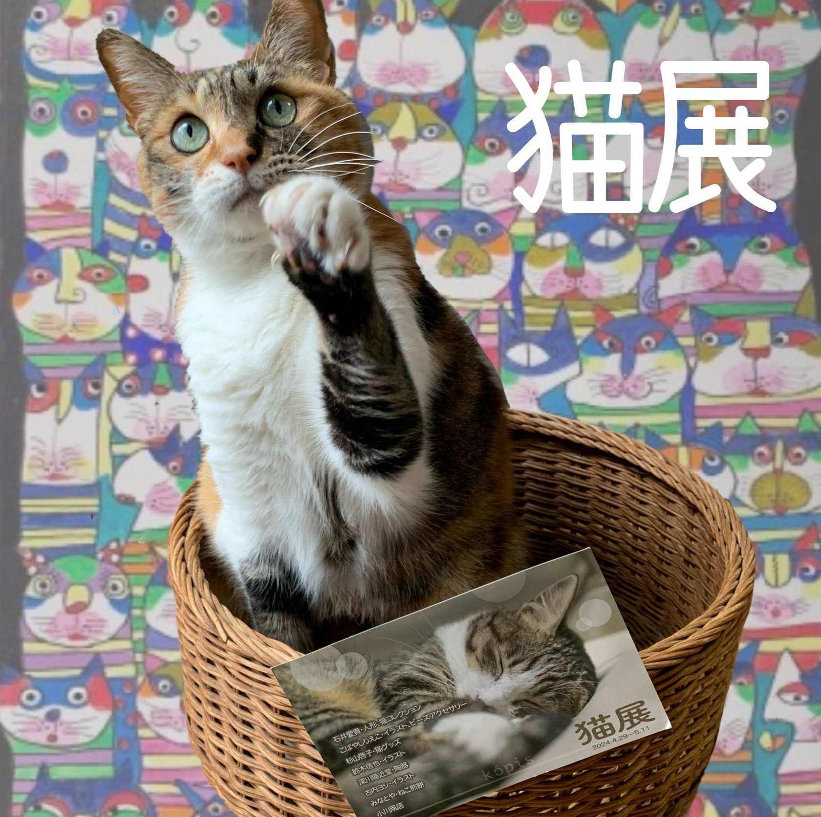鈴木信也 猫の絵 肉筆