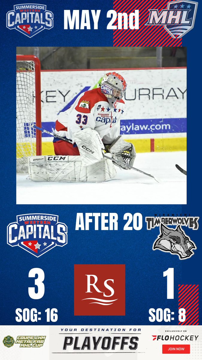 Caps with a 3 - 1 lead heading into the 2nd. #CapsArmy