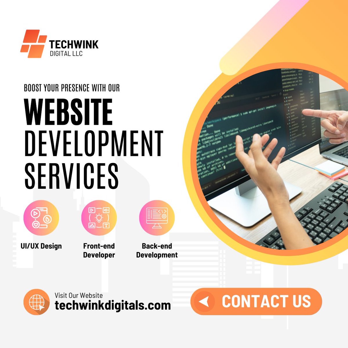 Converting concepts into interactive online experiences. Utilize our custom website creation services to improve your online visibility.

Visit Now: lnkd.in/drvu73JJ

#digitalservices #websolution #developmentproject #digitalmarketing #techwinkdigital #digitalExcellence