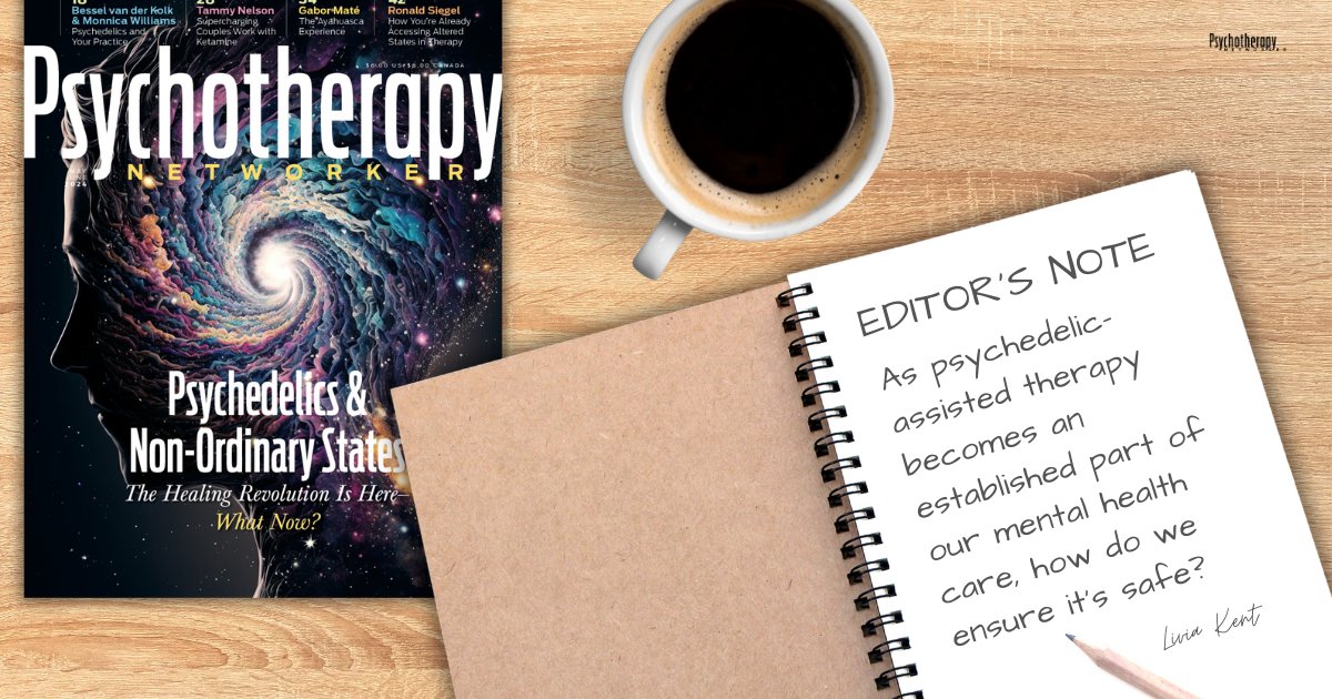 The latest issue of Psychotherapy Networker explores psychedelics and other non-ordinary states used in therapy. Is it safe? Is it necessary? Read more here: bit.ly/4aZZeeK