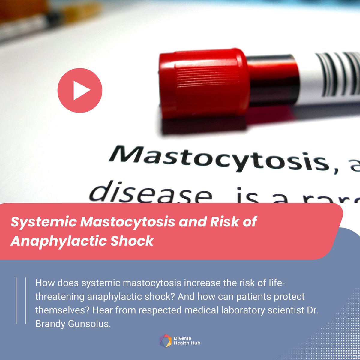 🚨New #diagnoticsdecoded 🎥! Did you know #systemicmastocytosis can increase the risk of life-threatening #anaphylacticshock? In our new short video, MLS Dr. Brandy Gunsolus @BnrdG explains the risks and how patients can protect themselves. Watch 👉 bit.ly/4dpO6JS