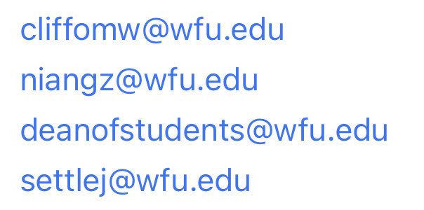 Students urge email blasts to the administrators at WFU.