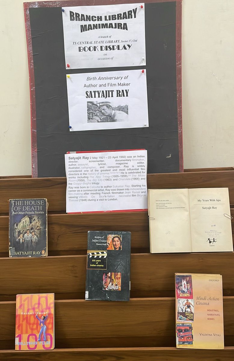 Book Display on the occasion of Birthday of Satyajit Ray today @RrrlfKolkata