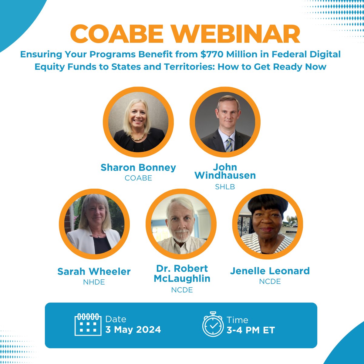 Join SHLB's Executive Director, John Windhausen, at the @COABEHQ webinar to learn how to access $770M in federal #DigitalEquity funds. 🗓️ Date & Time: May 3, 2024 | 03:00 PM ET 💻 Register here: coabe.org/upcoming-webin…