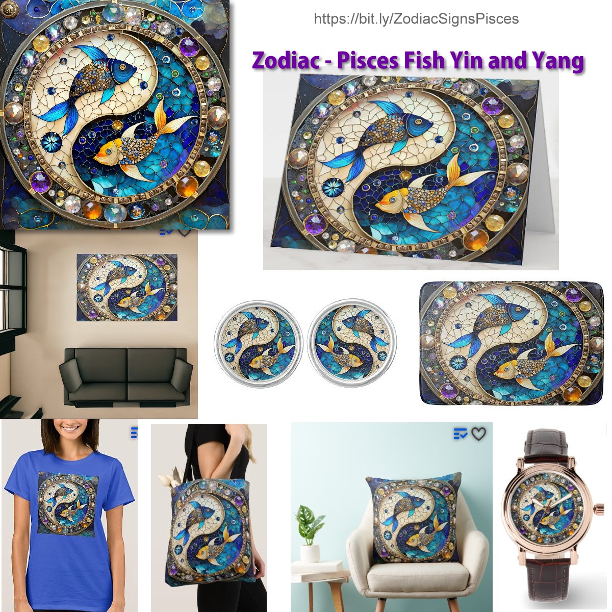 ✨♓️☯️♓️✨ Zodiac Gift Shop for Astrology Sign Pisces #astrology #Pisces #Horoscope #zodiac #gifts #zodiacsigns #watches #pillows #Cufflinks #totebag #greetingcards #GreetingCard #rug #bathmat Pisces Horoscope bit.ly/ZodiacSignsPis…