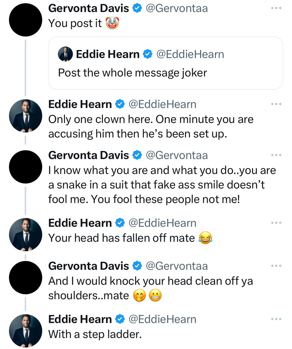 Gervonta Davis and Eddie Hearn exchanging words on social media today over Ryan Garcia's positive drugs tests…