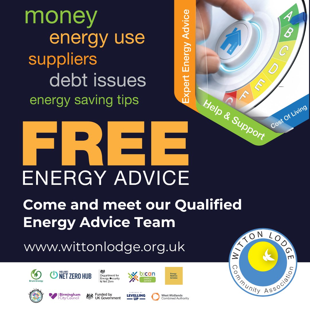 FREE ENERGY ADVICE! Join us 3rd May, 2-4:30pm at St Barnabas Church, Erdington & meet Tim, our Energy Advisor for:-

✨ Tips to reduce energy use
✨ Save money on bills
✨ Debt help
✨ Support with providers

#EnergyAdvice #SaveEnergy #wittonlodge #energyefficiency