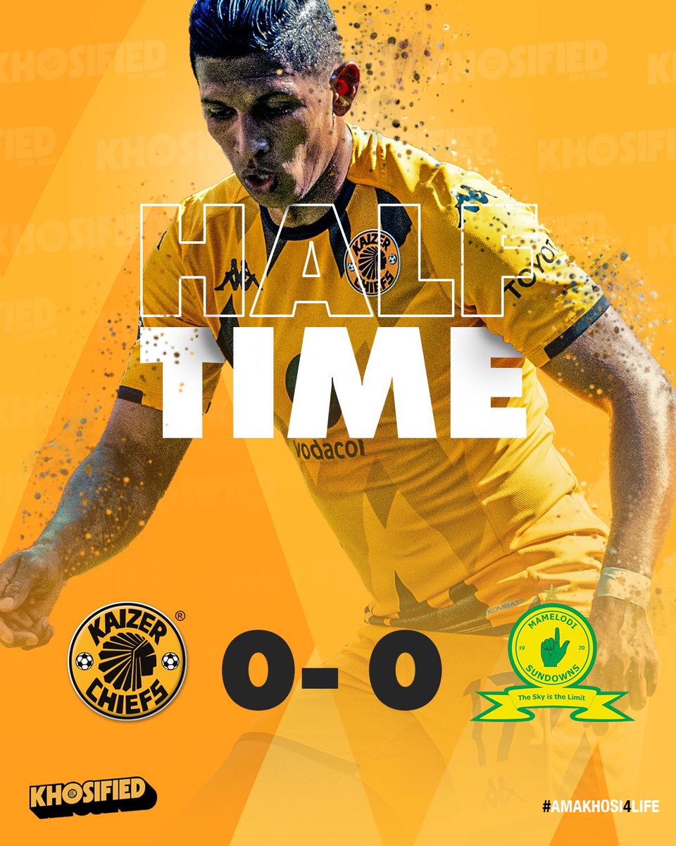 45 + 4’|🟥#KC 0 : 0 #MS 

Half time score: Kaizer Chiefs 0: 0 Mamelodi Sundowns

#Amakhosi4Life #DStvPrem #Khosified