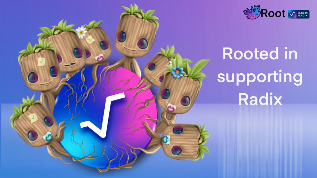 Root Finance is deeply rooted in and committed to #Radix $XRD and its vision! If you believe in the future of DeFi and Radix, show us some love by: - Liking this post - Retweeting - Commenting #Rootvolution We promise to work even harder to attract new EVM investors to Radix…
