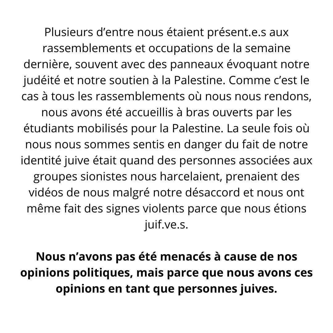 En réponse à la répression de ces derniers jours, et à la censure des voix juives qui dénoncent l'amalgame entre antisionisme et antisémitisme, des étudiant·es et alumni juif·ves de SciencesPo nous ont transmis ce texte suite au débat organisé par l'université aujourd'hui 🧵⤵️