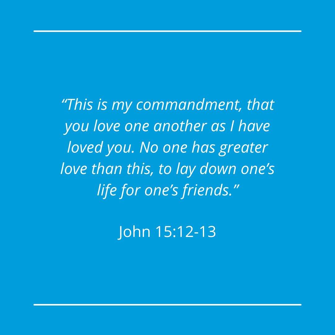 'This is my commandment, that you love one another as I have loved you. No one has greater love than this, to lay down one’s life for one’s friends.'

John 15:12-13

#SundayScripture