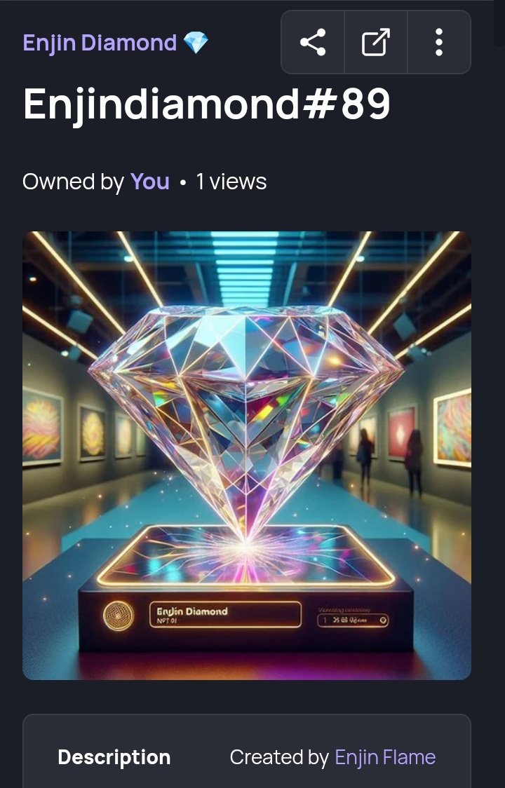 An other beautiful asset of Diamond 💎 Collection
Enjindiamond#89 listed now on 20 Enjin all friends support 
nft.io/asset/3973-89