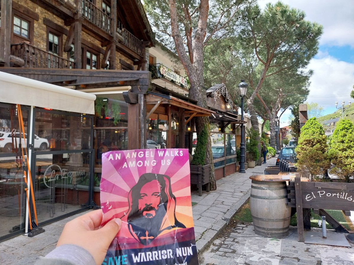 kaoruxsama's tweet photo. Last one on "La Vasseur" bar promise ! 
I took one of our Save Warrior Nun flyers !! 
DON'T BE SHELLFISH , GIVE US NEWS ! 
| #SaveWarriorNun | #WarriorNun  |#SaveOURWarriorNun | https://t.co/TeQHjcSRoy