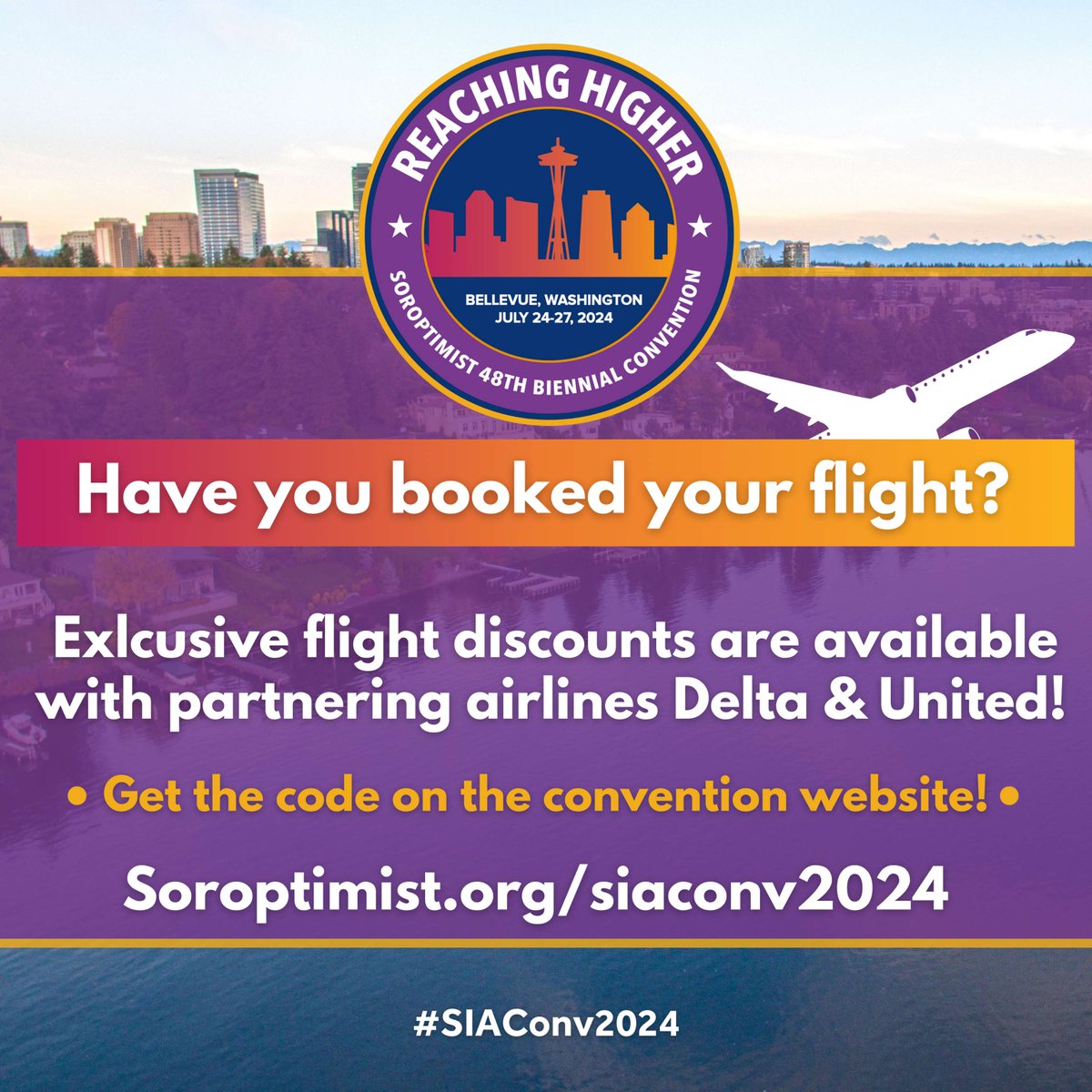 Have you booked your flight for our 48th Biennial Convention? Check out the convention website to unlock exclusive savings with flight discounts offered by Delta and United! ✈️ soroptimist.org/siaconv2024 #siaconv2024