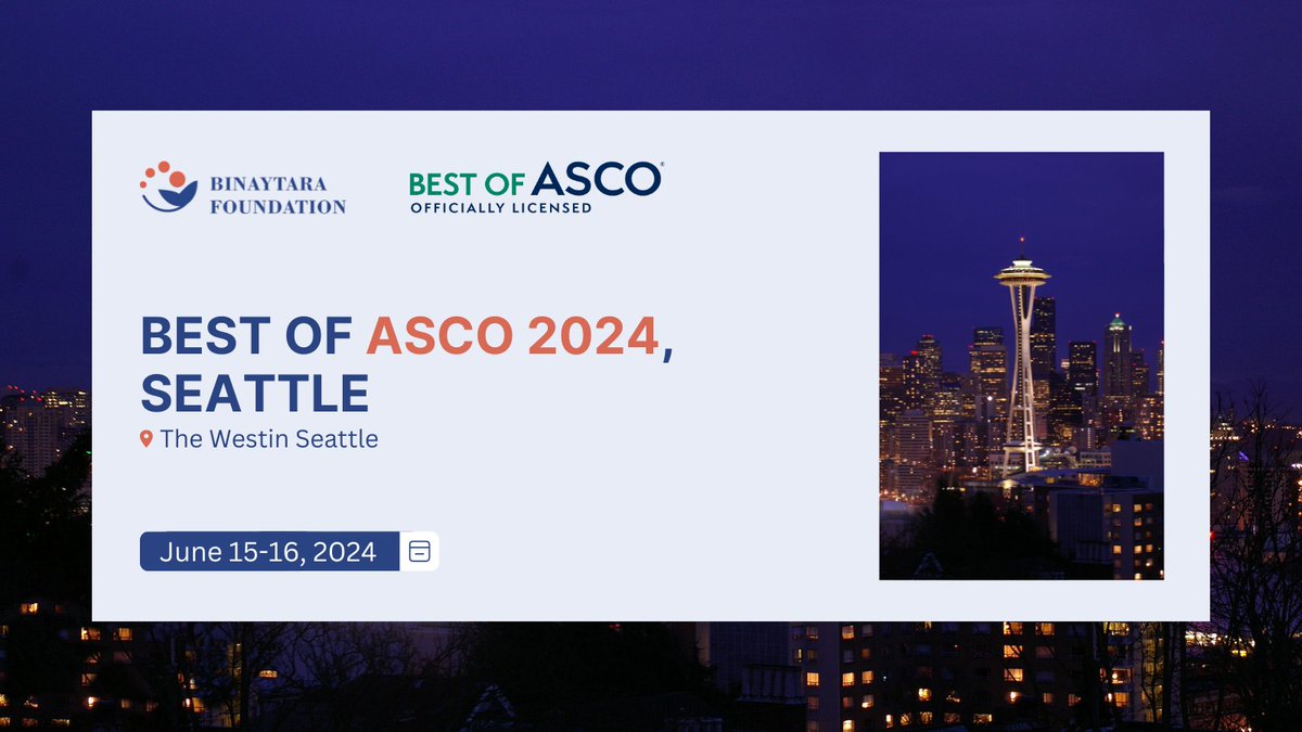 Find us in Seattle for a #BestofASCO24 review this June - register today! 🗓️ June 15-16, 2024 📍 The Westin Seattle LEARN MORE 🌐 education.binayfoundation.org/content/best-a… #CME #oncology #cancer #cancercare #hematology #healthcare #ASCO #medicine