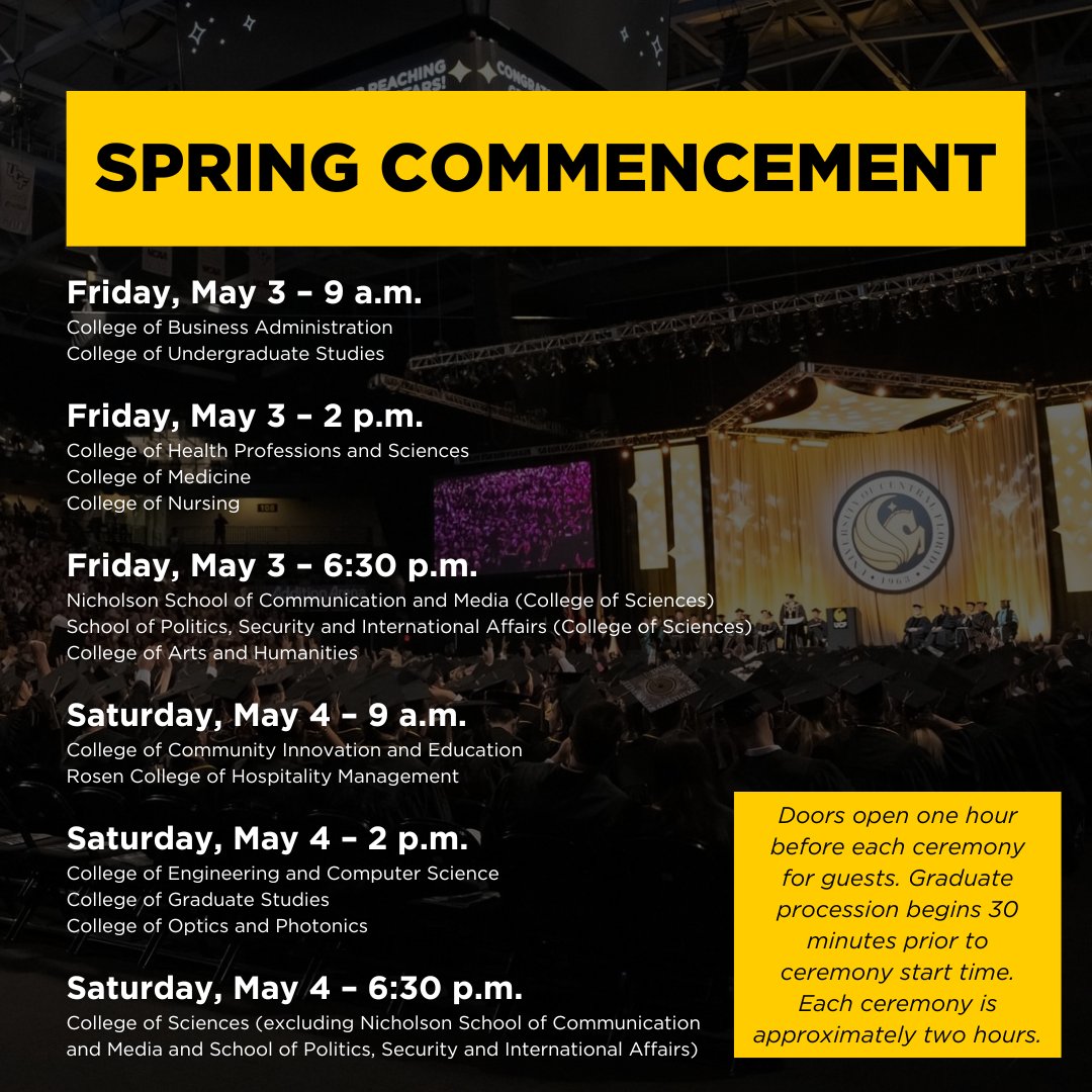 Please expect road closures and traffic delays on campus due to upcoming commencement ceremonies @AdditionFiArena. The area surrounding the arena will close for most of these days. Those driving on campus should follow directions displayed on message boards throughout campus.