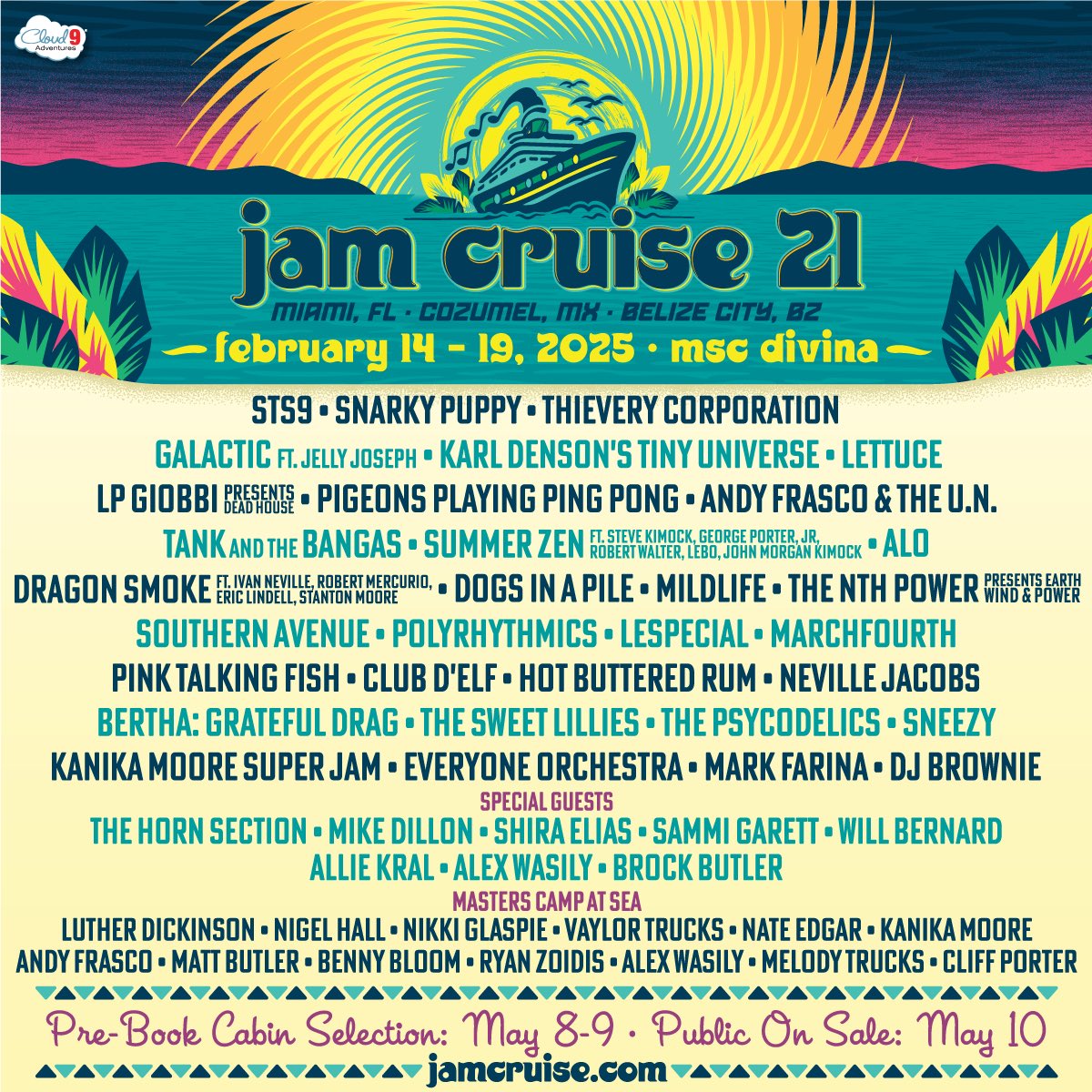 All Aboard 🛳️ @jamcruise 21 🌊 February 14-19, 2025 ✨ jamcruise.com Miami, FL > Cozumel, MX > Belize City, BZ > Pre-book Cabin Selection May 8-9 > Public On Sale May 10 @ 1:00pm ET