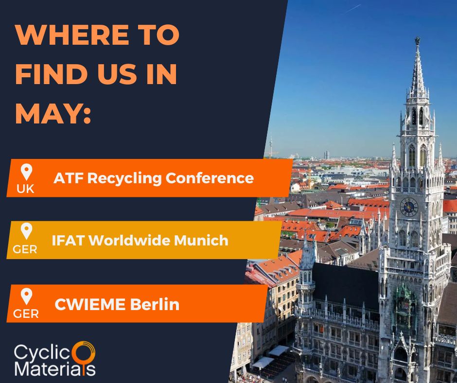 We're heading into another busy #events season! Find us at the following: @AtfProfessional Vehicle Recycling Conference, #IFAT Munich, @CWIEMExpo conference. Reach out if you would like to connect onsite - we hope to see you there!