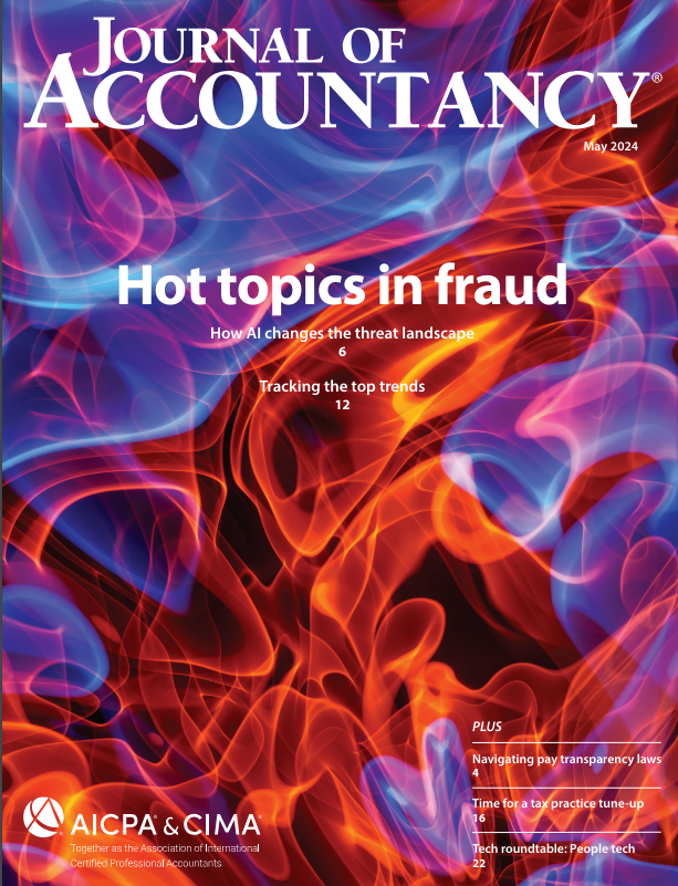 How are criminals using AI in fraud schemes and what can CPAs do in response? Find out as the May JofA flipbook covers hot topics in fraud. Also, find out why it’s time for a tax practice tune-up and which non-AI tech will most affect accounting. bit.ly/3u2Ty3v