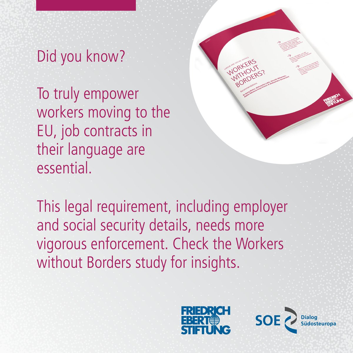 Would you sign a contract in a language you don't understand? If your answer is no, you also understand the problem of workers migrating to the EU. For more information, please take a look at our Workers without Borders report: library.fes.de/pdf-files/buer…