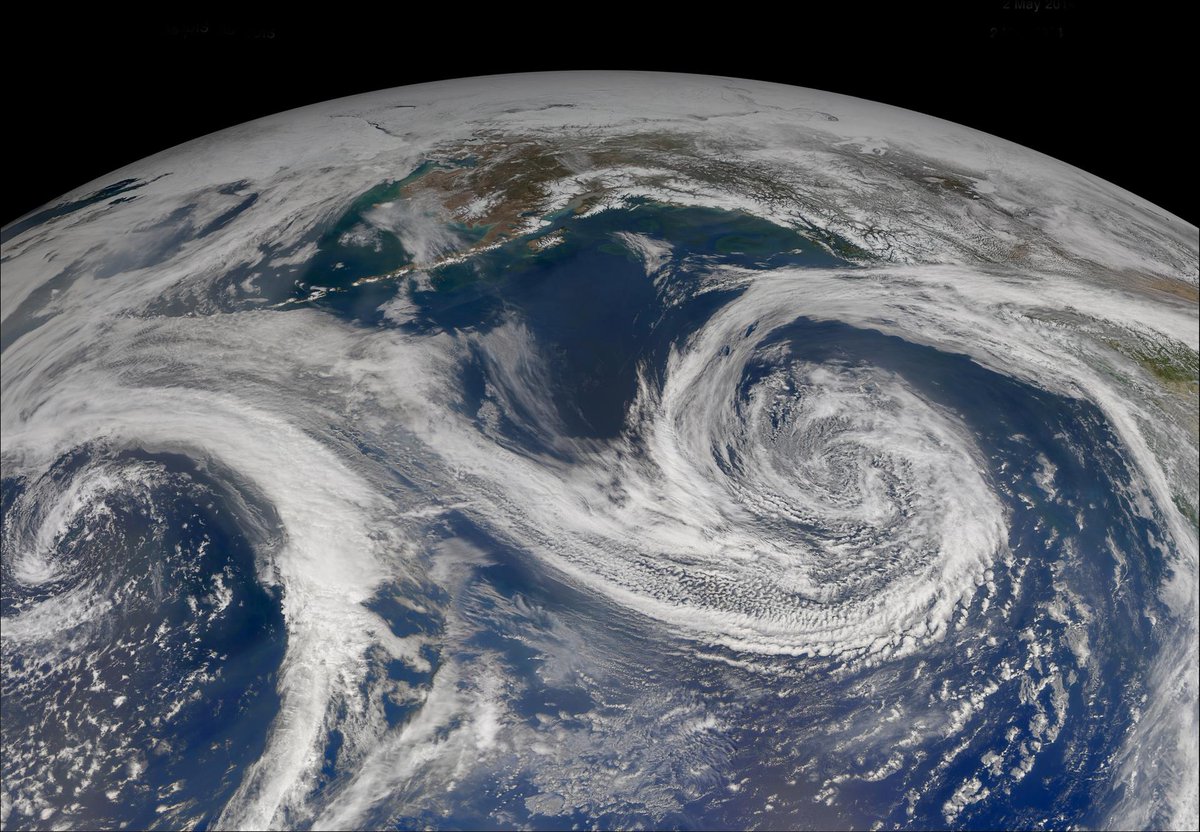 10 years ago today, these swirling clouds above the Gulf of Alaska were captured by the MODIS instrument on NASA's Aqua satellite. Aqua, part of NASA's Earth Observation System, is dedicated to the study of Earth's water cycles, and celebrates 22 years since its launch on May 4!