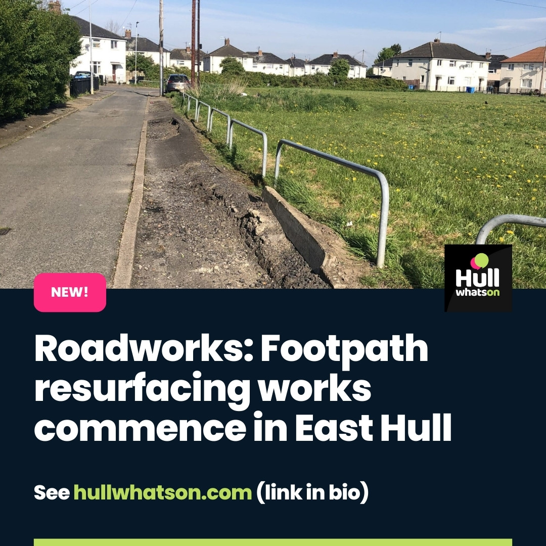 Essential resurfacing works are ongoing in East Hull, which aim to provide much-needed improvements to the footpaths. See website or 👉 hullwhatson.com/roadworks-foot… #hull #hullnews #roadworks