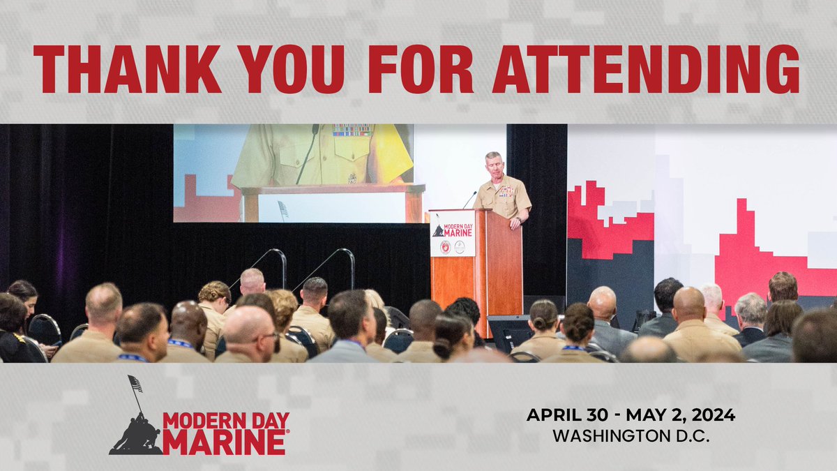 Thank you for attending Modern Day Marine 2024! Save the Date for next year: April 29 - May 1, 2025, as we return to the Walter E. Washington Convention Center in DC. #ModernDayMarine #MDM24 #AnyClimeAnyPlace #FromSeaToSpace