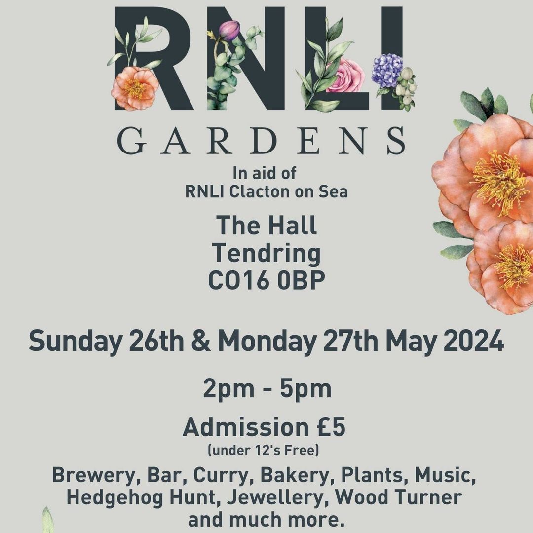 Our open garden event is only a few weeks away - which will run on Sunday 26 and Monday 27 May hosted by The Hall Tendring.

Follow the link below to buy your tickets now and help us to save lives at sea.

shorturl.at/beqF7

#RNLI #thehalltendring #OpenGarden #clacton
