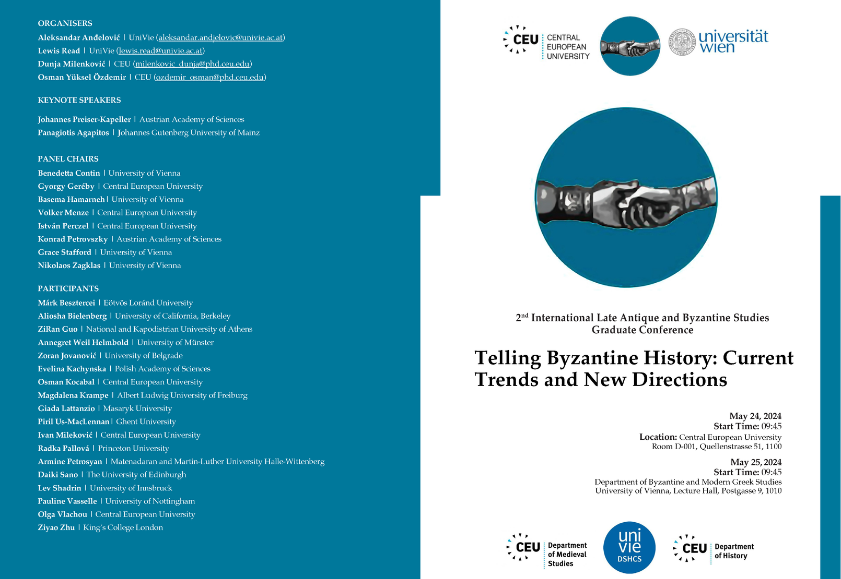 Doctoral School of Historical and Cultural Studies (@dshcs_univie) on Twitter photo 2nd International Late Antique and Byzantine Studies Graduate Conference takes place on May 24-25, 2024 <a href="/univienna/">Universität Wien</a> & <a href="/ceu/">Central European University</a>
The program is now online!
#ByzantineStudies #MedievalHistory #graduateconference
dshcs.univie.ac.at/en/activities-… 2nd International Late Antique and Byzantine Studies Graduate Conference takes place on May 24-25, 2024 <a href="/univienna/">Universität Wien</a> & <a href="/ceu/">Central European University</a>
The program is now online!
#ByzantineStudies #MedievalHistory #graduateconference
dshcs.univie.ac.at/en/activities-…