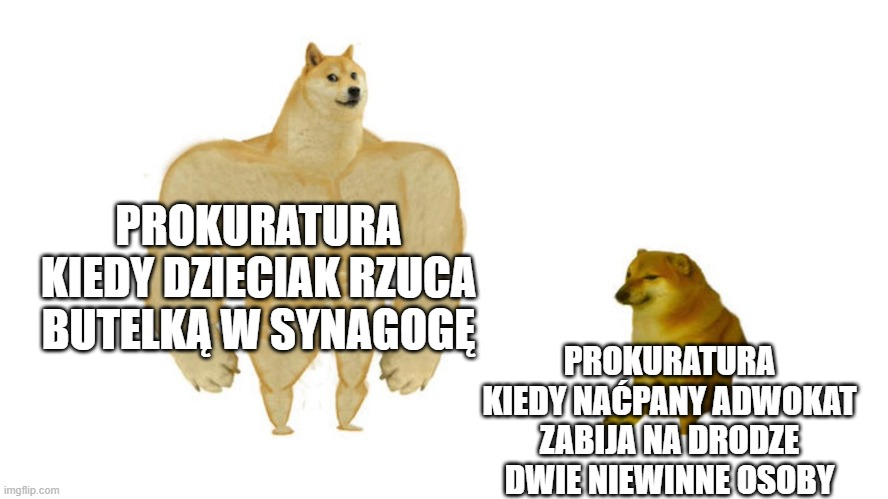 a pamiętacie jeszcze tego ćpuna który zabił dwie kobiety a później opowiadał o 'trumnach na kółkach'? nadal na wolności, nawet wrócił do wykonywania zawodu :) a chłopakowi, którzy rzucił butelką grozi 10 lat odsiadki xDDDDDDDDDDDDDDD