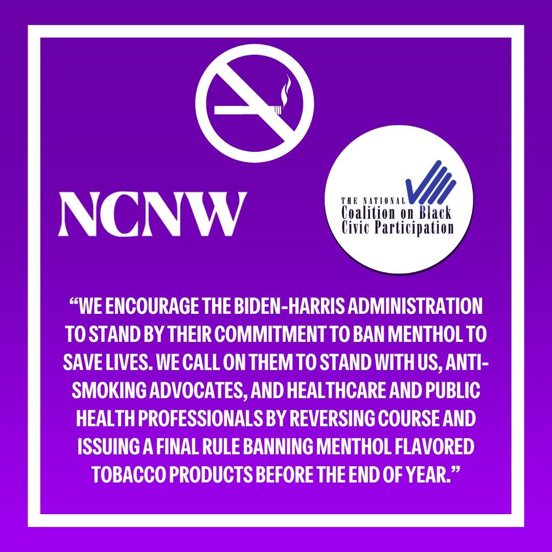 NCNW President & CEO Shavon Arline-Bradley and Melanie L. Campbell, President and CEO of @NCBCP and National Convener of @ncbcp_bwr shared a joint statement on the delay of the menthol ban. Click here to read the full press release: bit.ly/4bmfI0o