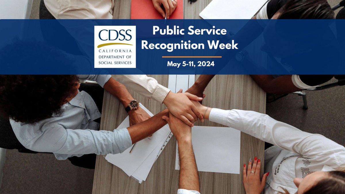 Happy Public Service Recognition Week! Throughout the State, we honor government employees at all levels. The CDSS is especially appreciative of our employees who dedicate their time to serve, aid, and protect vulnerable Californians. #PSRWCA #CAServingCA