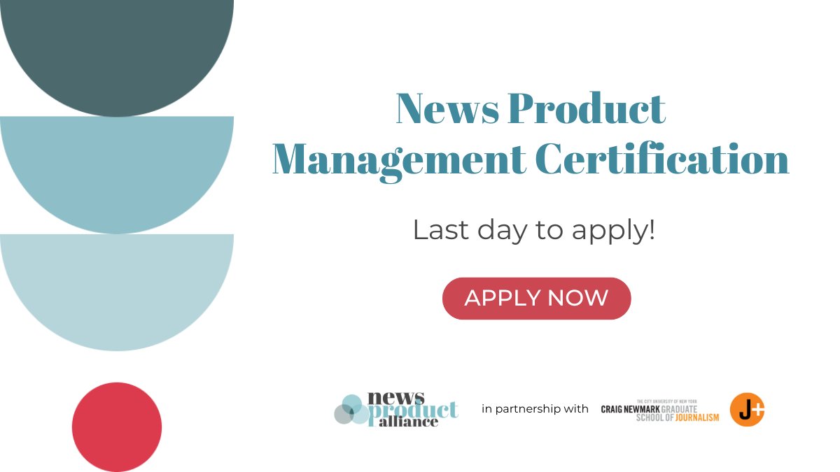 ⏰Today is the LAST DAY to apply to the News Product Management Certification program! Don't miss this chance to craft your future as a leader in product development. Apply by 11:59 p.m. ET ↓ newsproduct.org/npmc-applicati… cc: @newsproduct