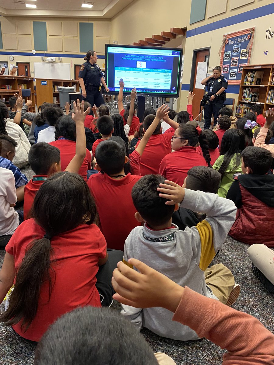 Our Lions learning how to keep bullying out of Westwood. Thank you to our SBISD PD for providing this assembly for us. ❤️🐾