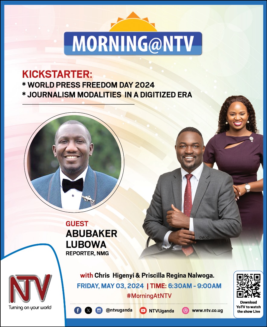 I will be hosted on Morning@NTV tomorrow morning at 7:30 @ntvuganda as we celebrate World Press Freedom Day 2024