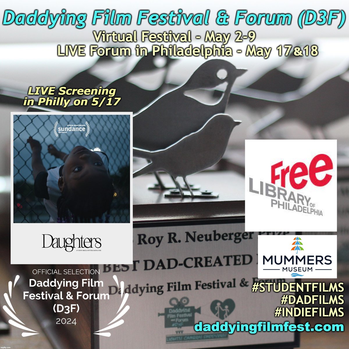 3RD ANNUAL D3F IS OPEN! FREE unlimited passes enable you to stream 40+ shorts/features celebrating involved dads NOW thru MAY 9! FREE PASSES: daddyingfilmfest.com/get-free-passes #FilmFestival #dadlife @Fathersincorp @ArtEddy3 @ParentCamp @GPFO @HSFilmFest @equimundo_org @KidsFirstMedia