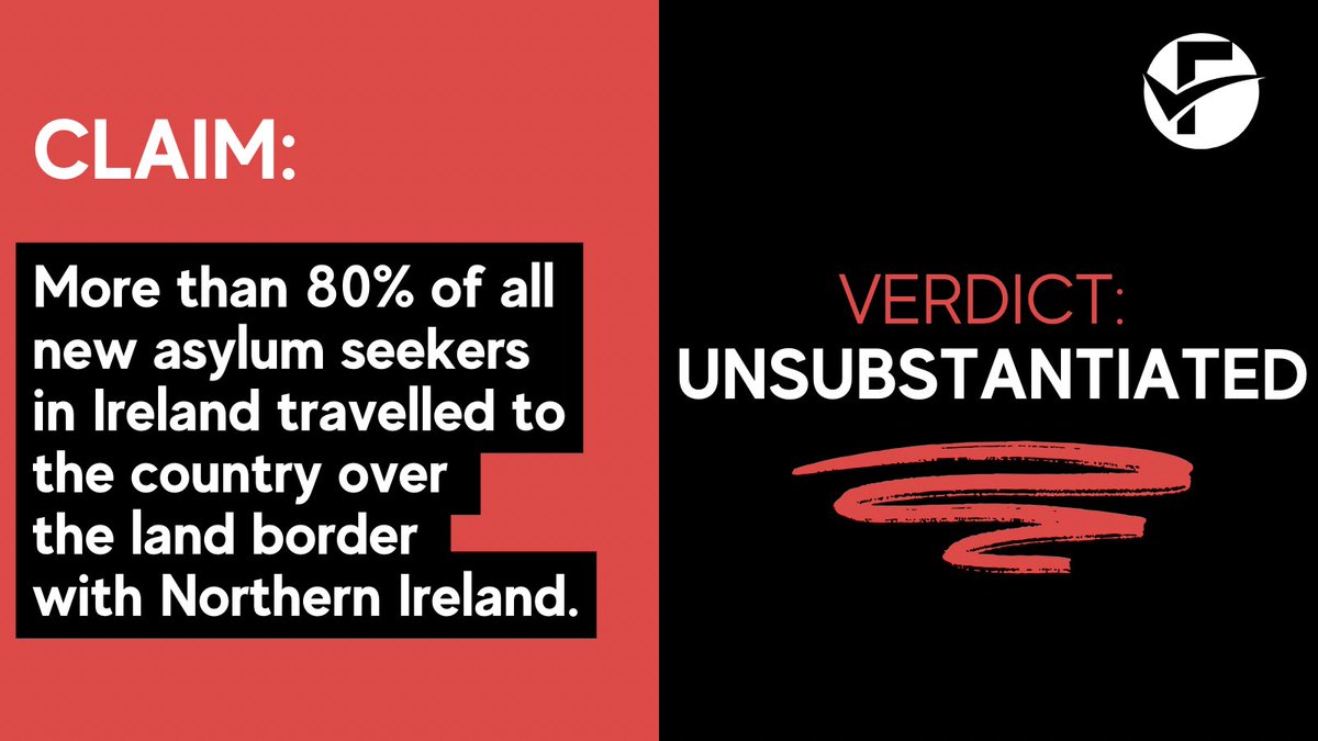 Are over 80% of new asylum seekers in Ireland arriving there from over the land border with NI? We’ve taken a look at the available information. A thread (🧵)