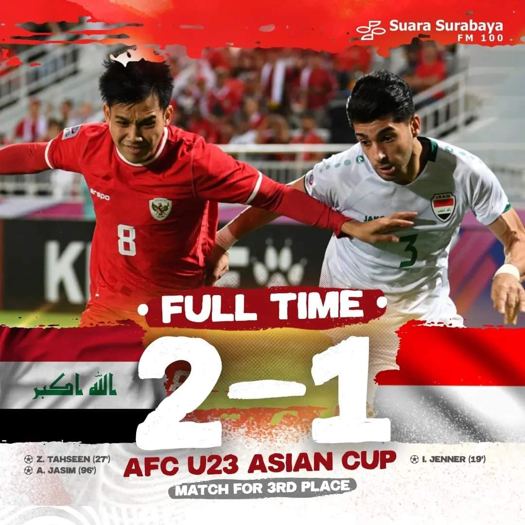 Laga Indonesia vs Iraq di #AFCU23AsianCup Selesai.. Mari kita tunggu komentar para penganut Batre kembung setelah nya 🤣 . . Pareng