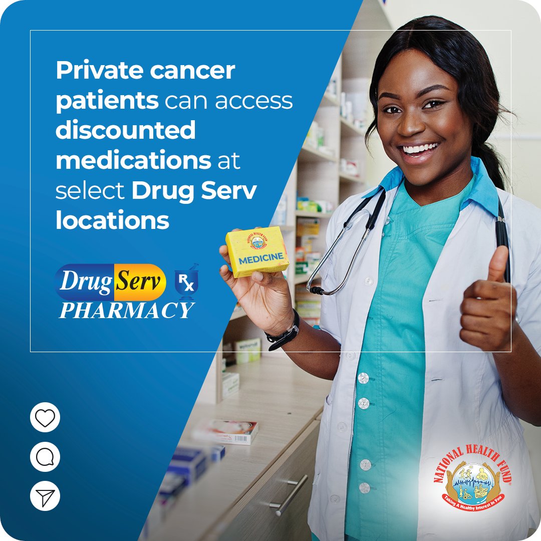 Breaking barriers in cancer care! Private cancer patients can access discounted medication at select Drug Serv locations. Empowering patients with affordability and accessibility in their fight against cancer. Spread the word! 🎗️💊 #CancerCare #AffordableMedication #NHFJamaica