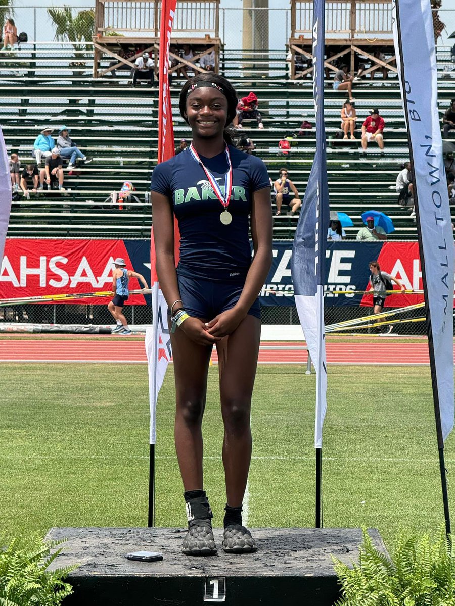 STATE CHAMPION! Congratulations to sophomore Kendall Brown who jumped 38’3” in the triple jump this morning to win the 7A Triple Jump State Championship! We are so proud of you, Kendall!  #BeTheStandard #AimForExcellence #livebytheHIVE