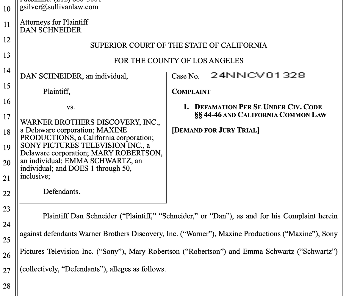 It'll be interesting to see where this goes... Read Dan Schneider's #QuietOnSet defamation lawsuit against Maxine Productions, Sony, Warner Bros & more. drive.google.com/file/d/1qM4Mho…