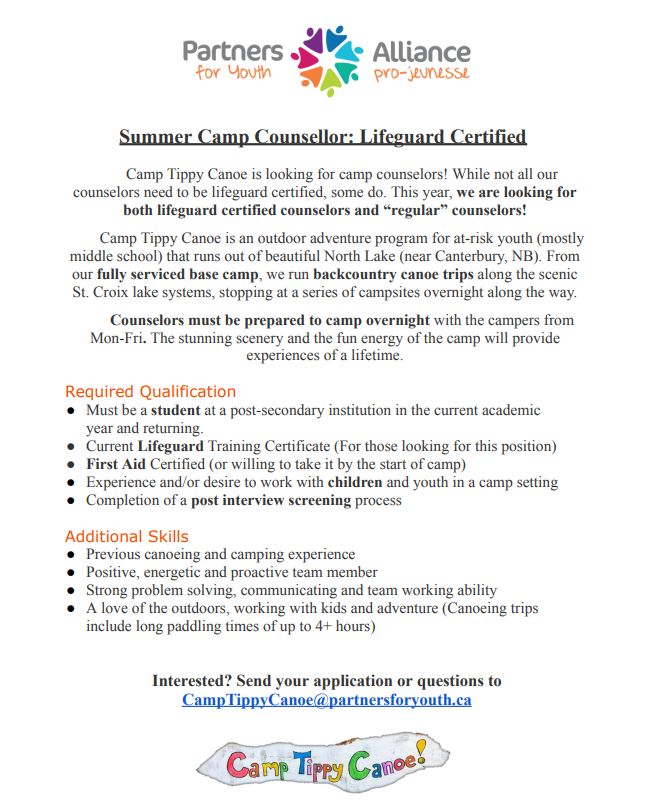 Partners for Youth is hiring for a Lifeguard Certified position! 📷 If interested, please email CampTippyCanoe@partnersforyouth.ca