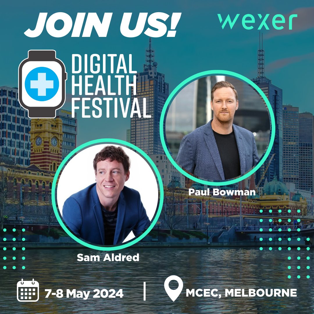 🌟 Exciting News from Wexer! 🌟 Our very own Paul Bowman and Sam Aldred will be attending this year's Digital Health Festival 🚀 #DHF24 on 7-8 May at the Melbourne Convention and Exhibition Centre!

See you soon!

#Wexer #digitalfitness #healthandwellness #fitnessindustry